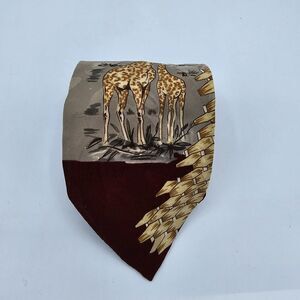 Mens Necktie Giraffe Endangered Species Silk, Size 58 By 4 Inches Vintage